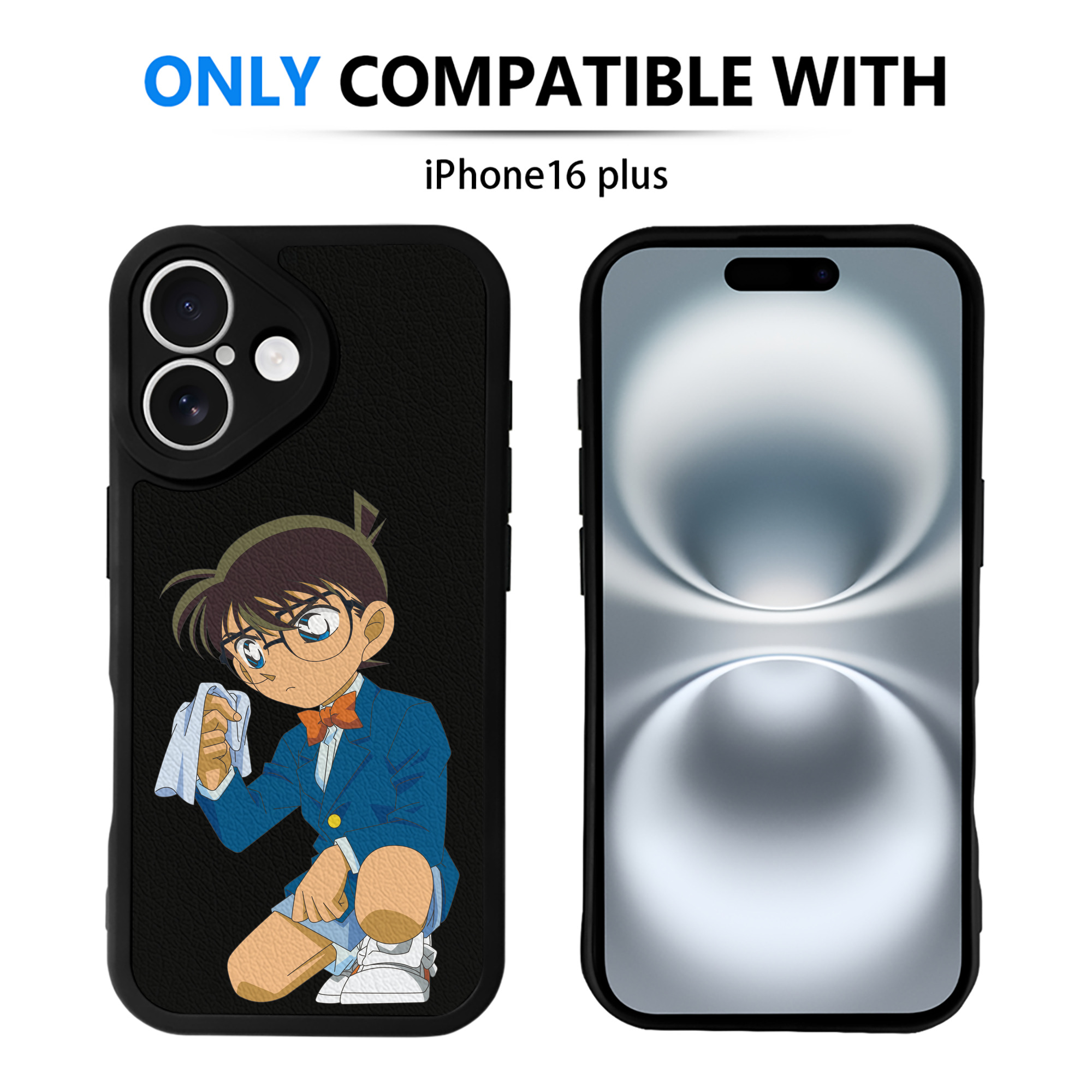 （画像用） 名探偵コナン 江戸川 コナン Detective Conan Conan Edogawa 【iPhone 16シリーズ対応】シリコンスマホケース（レザー調） 材質：シリコン